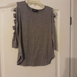 BCX Gray Women's Top with Cut-Out Sleeves